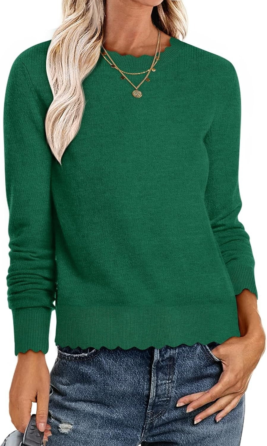 Damen Sweater mit Wellenkante W&W Mode