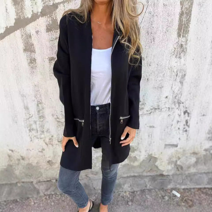 Damen stylische Gemütliche Jacke mit Kapuze W&W Mode