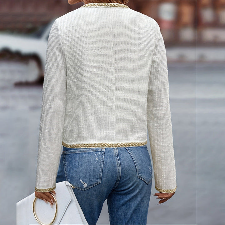 Damen elegante Kurzjacke mit klassischen Knopfdetails W&W Mode