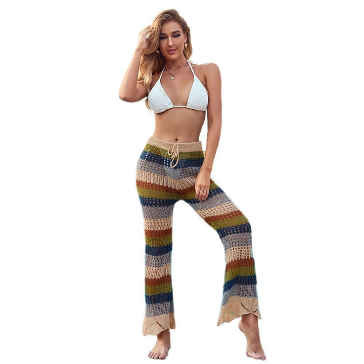 Damen Luftige Häkelhose im Boho-Stil mit hoher Taille W&W Mode