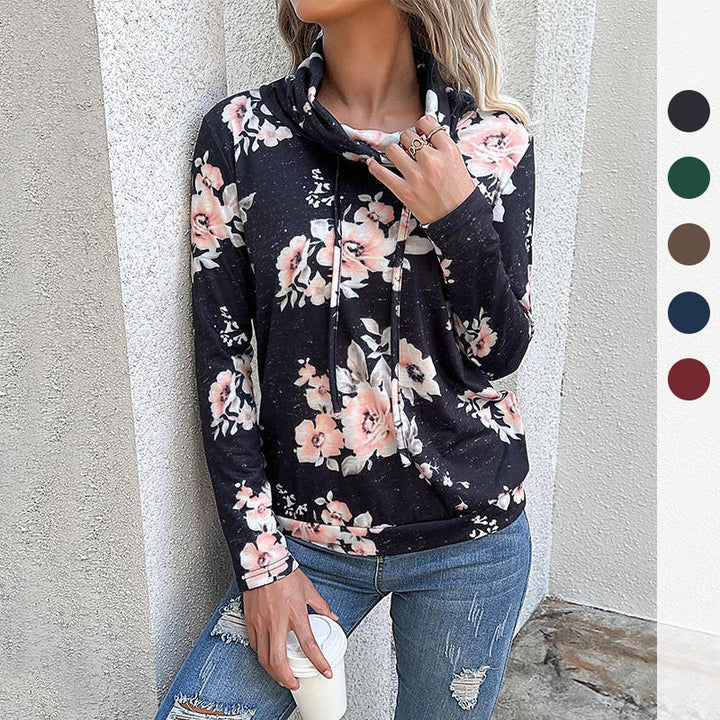 Damen Bluse mit floralem Design und modernem Hoody-Ausschnitt W&W Mode