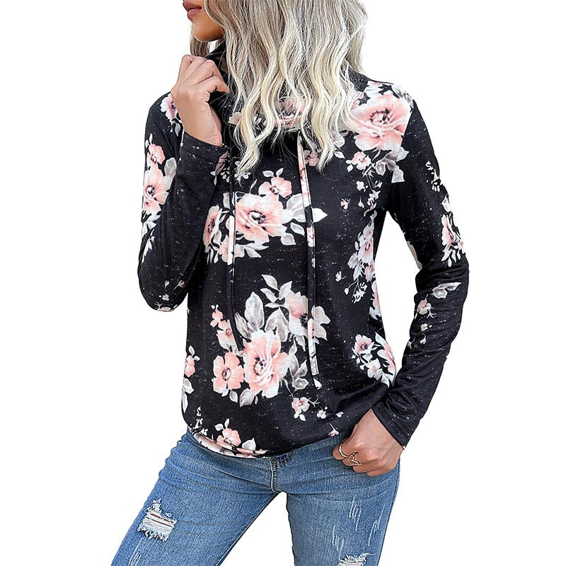 Damen Bluse mit floralem Design und modernem Hoody-Ausschnitt W&W Mode