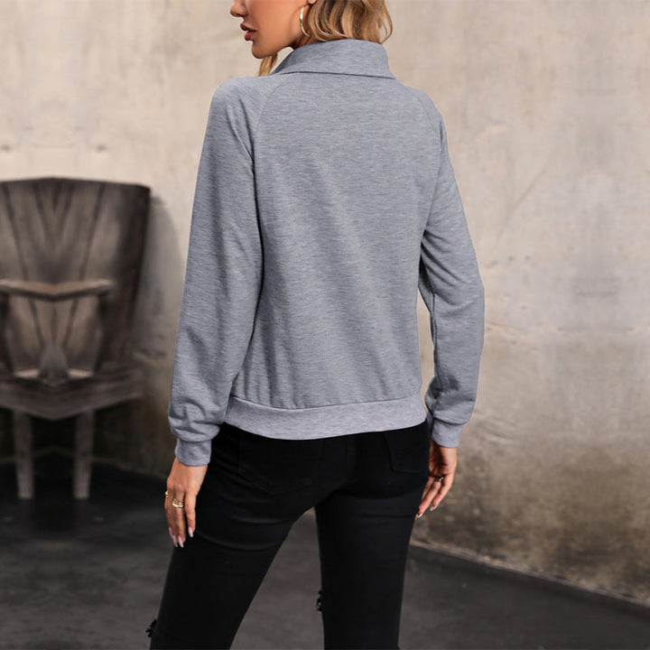 Bequemes Langarm Damen Sweatshirt mit Kragen W&W Mode