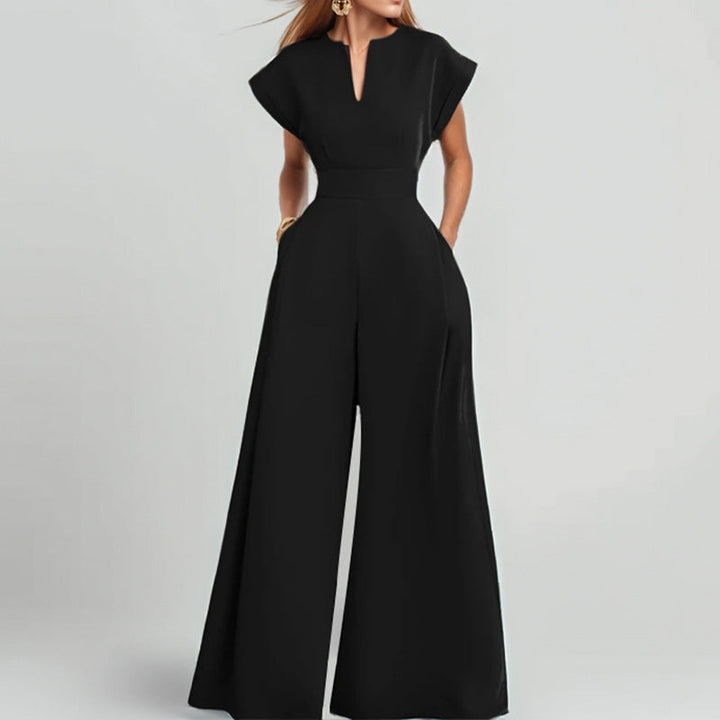 Damen Jumpsuit mit weitem Bein und elegantem Kragen W&W Mode