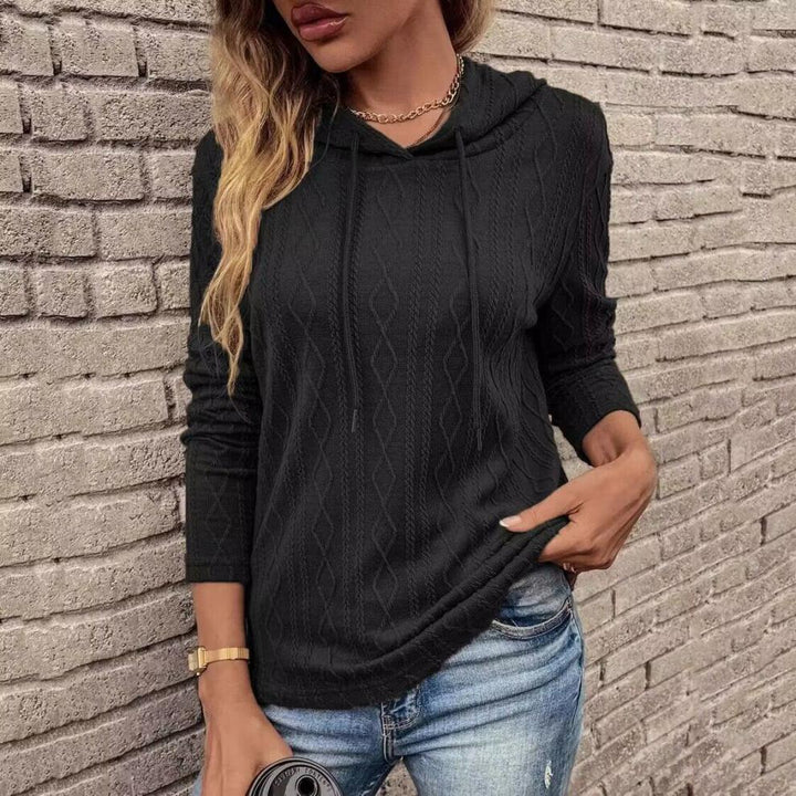 W&W Mode Schnürung langärmliger Jacquard Kapuzenpullover