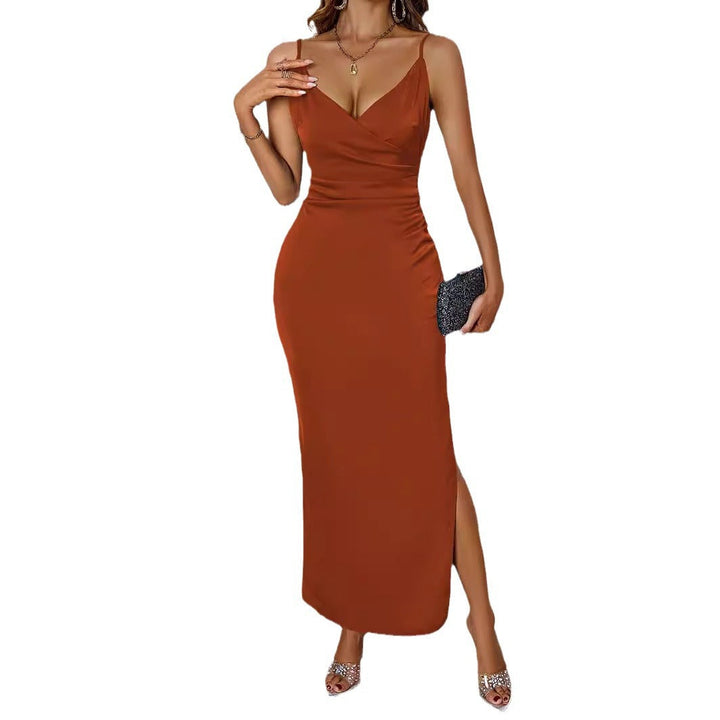 Damen figurbetontes Abendkleid mit V-Ausschnitt und elegantem Drapierungsdesign W&W Mode