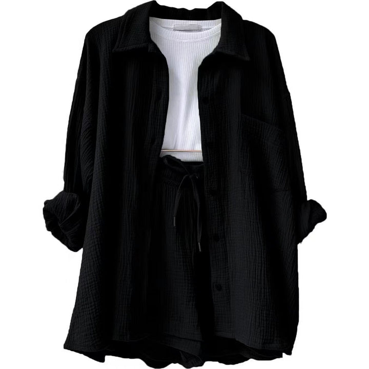 Damen lässiges Sommer-Outfit mit moderner Knopfleiste und elastischem Bund W&W Mode