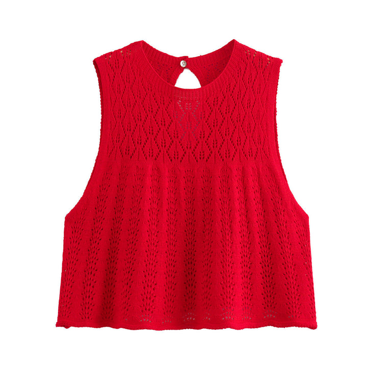 W&W Mode | Mode Lässig Strickweste Hohlschliff Top Strick Kurzer Rock Set