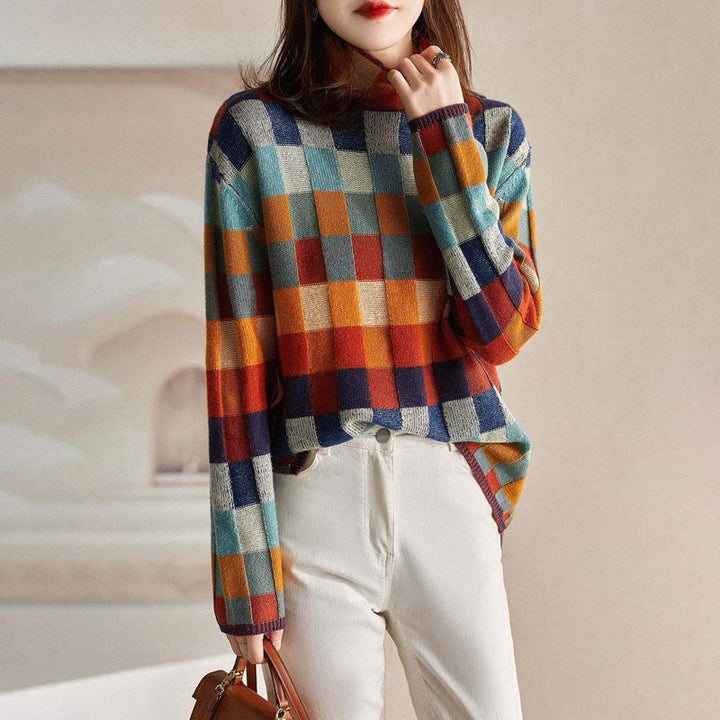 W&W Mode | Bunter Karierter Strickpullover