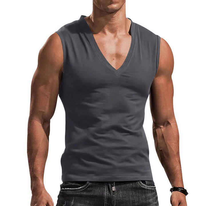 Herren ärmelloses V-Ausschnitt T-Shirt aus atmungsaktivem Material W&W Mode