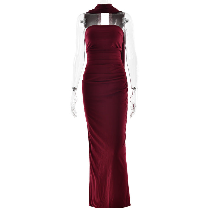 Damen Elegantes und figurbetontes Maxikleid mit transparenten Ärmeln W&W Mode