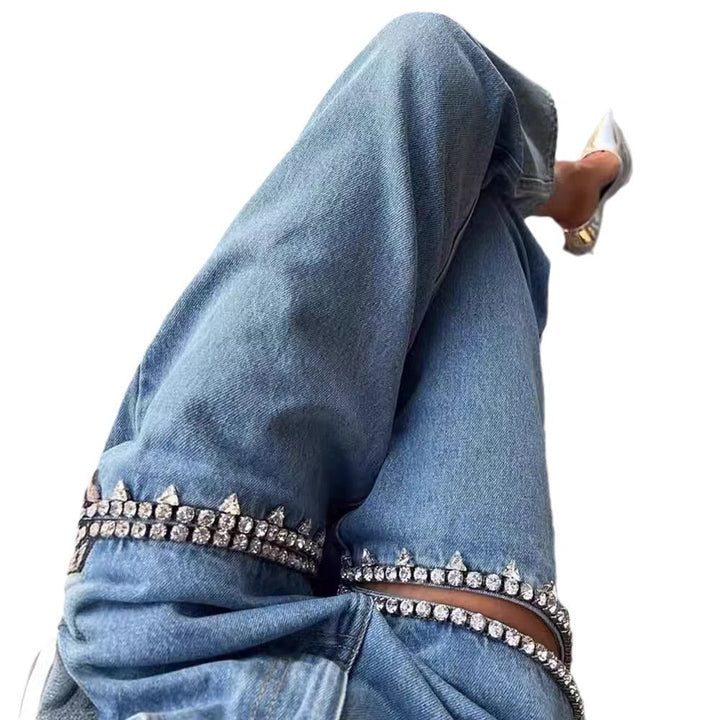 W&W Mode Damenjeans mit Löchern, gerader Schnitt