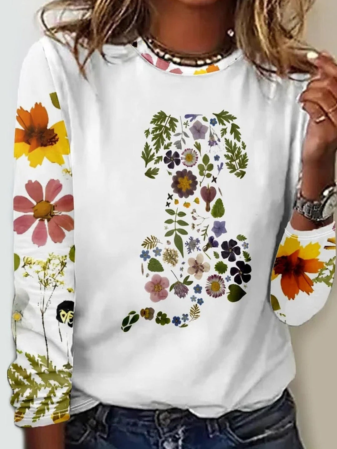 W&W Mode | Floral Rundhalsausschnitt T-Shirt