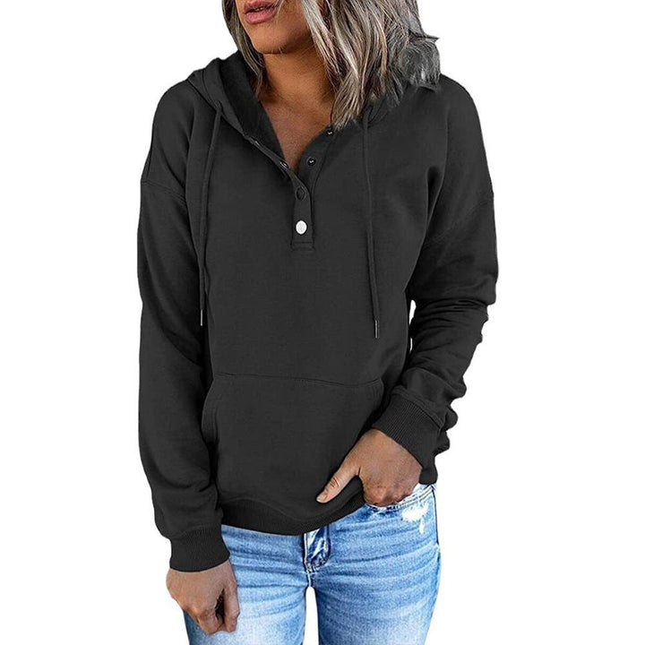 Damen Kapuzenpullover mit Knopfleiste und lässigem Schnitt W&W Mode