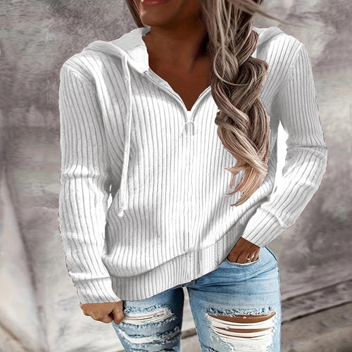 Damen Hoodie mit Reißverschluss und lässigem Rippenstrickdesign W&W Mode