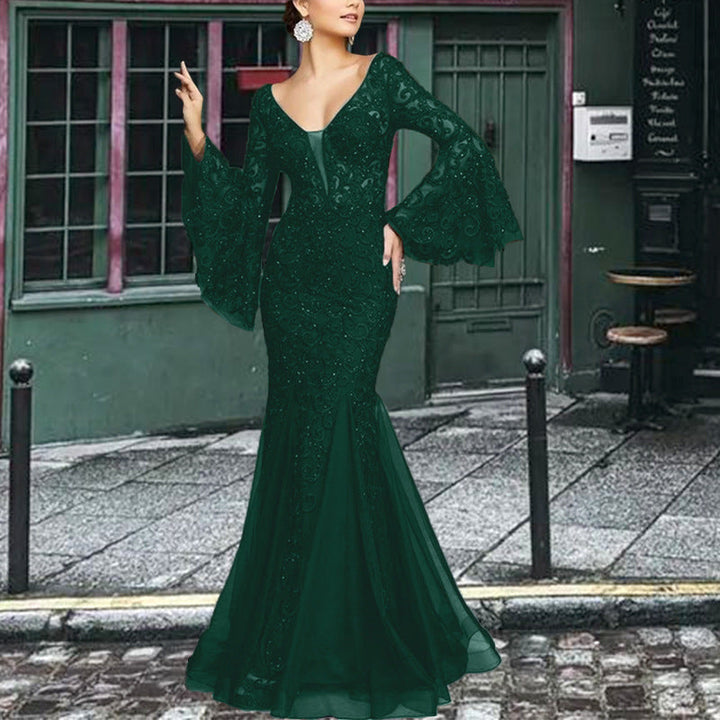 W&W Mode | Spitzenbesticktes schwarzes Meerjungfrau Kleid Slim für den Abend