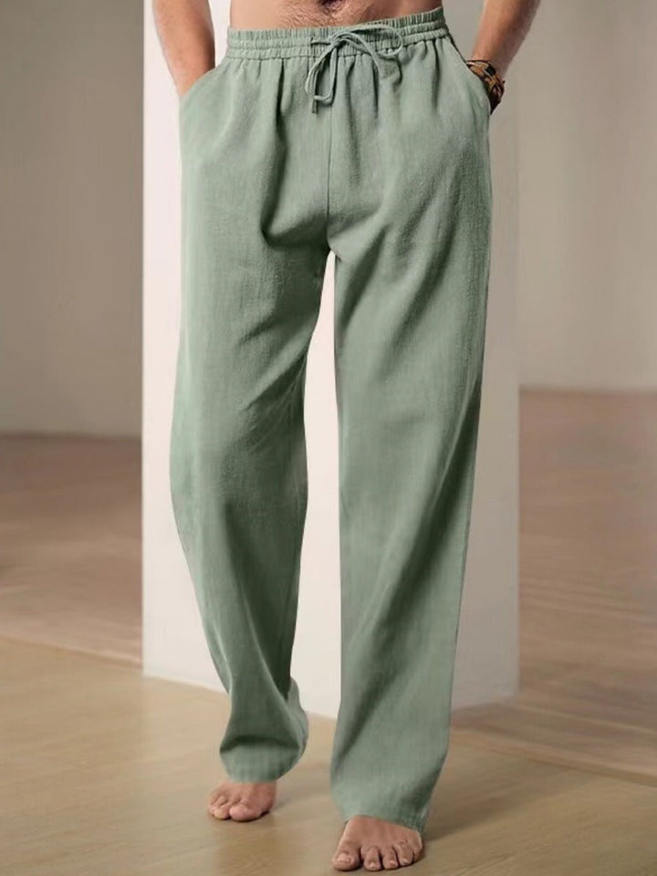 Herren Bequeme Leinenhose mit verstellbarem Bund W&W Mode