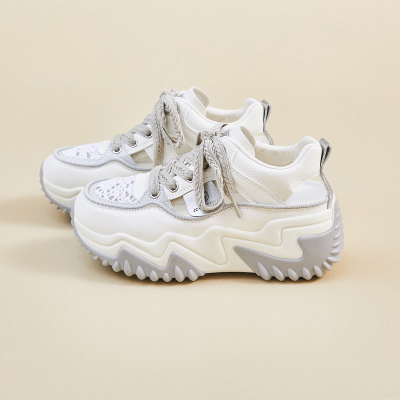 W&W Mode - Damen atmungsaktive vulkanisierte Plateau-Sneaker mit dickem Boden