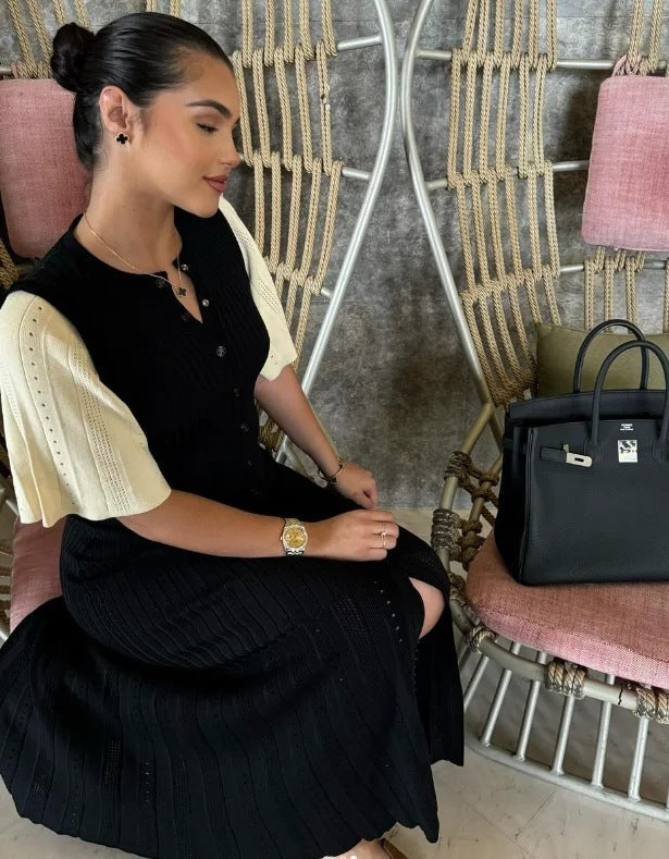Damen Strickkleid mit Puffärmeln aus Baumwollmischung