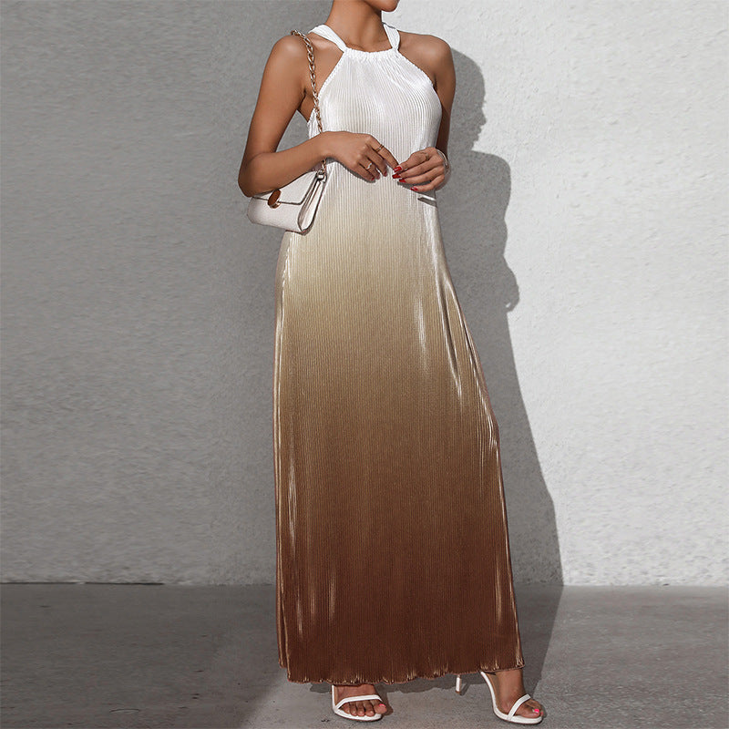 W&W Mode | Gradient Spaghetti-Träger A-Linie Lange Kleid