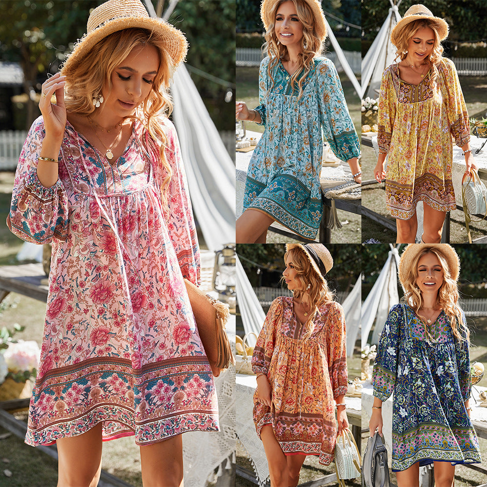 Damen Freizeitkleid mit floralem Design und lockerer Passform W&W Mode