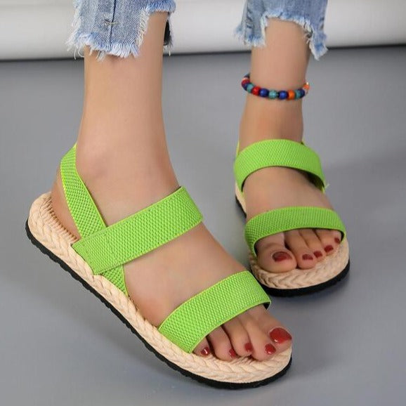 W&W Mode | Sandalen Flach Elastische Riemen Sommerschuhe Damen Sandalen