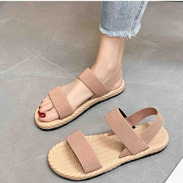 W&W Mode | Sandalen Flach Elastische Riemen Sommerschuhe Damen Sandalen