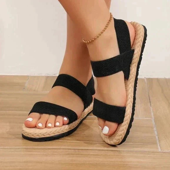 W&W Mode | Sandalen Flach Elastische Riemen Sommerschuhe Damen Sandalen