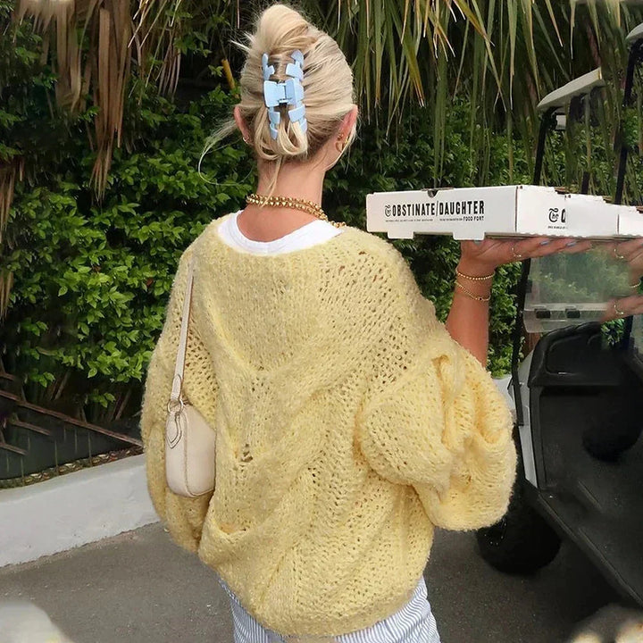 W&W Mode | Pullover Lockere Passform Grob gestrickt Strickpullover Damenbekleidung