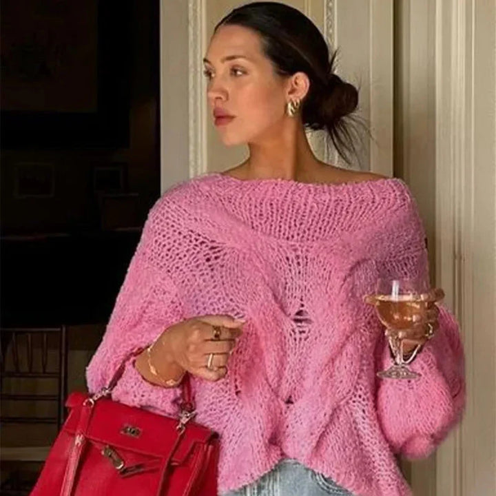W&W Mode | Pullover Lockere Passform Grob gestrickt Strickpullover Damenbekleidung