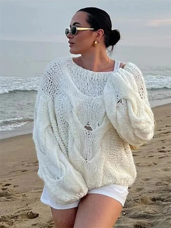 W&W Mode | Pullover Lockere Passform Grob gestrickt Strickpullover Damenbekleidung
