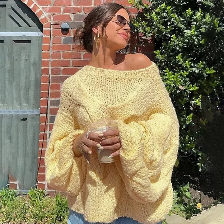 W&W Mode | Pullover Lockere Passform Grob gestrickt Strickpullover Damenbekleidung