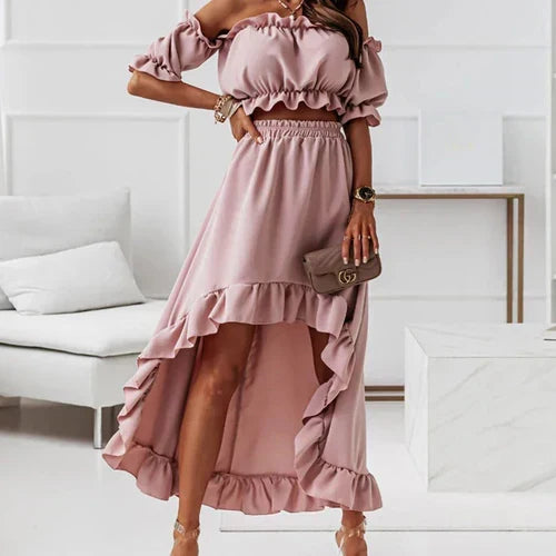 W&W Mode | Elegantes Rüschenset Kleid