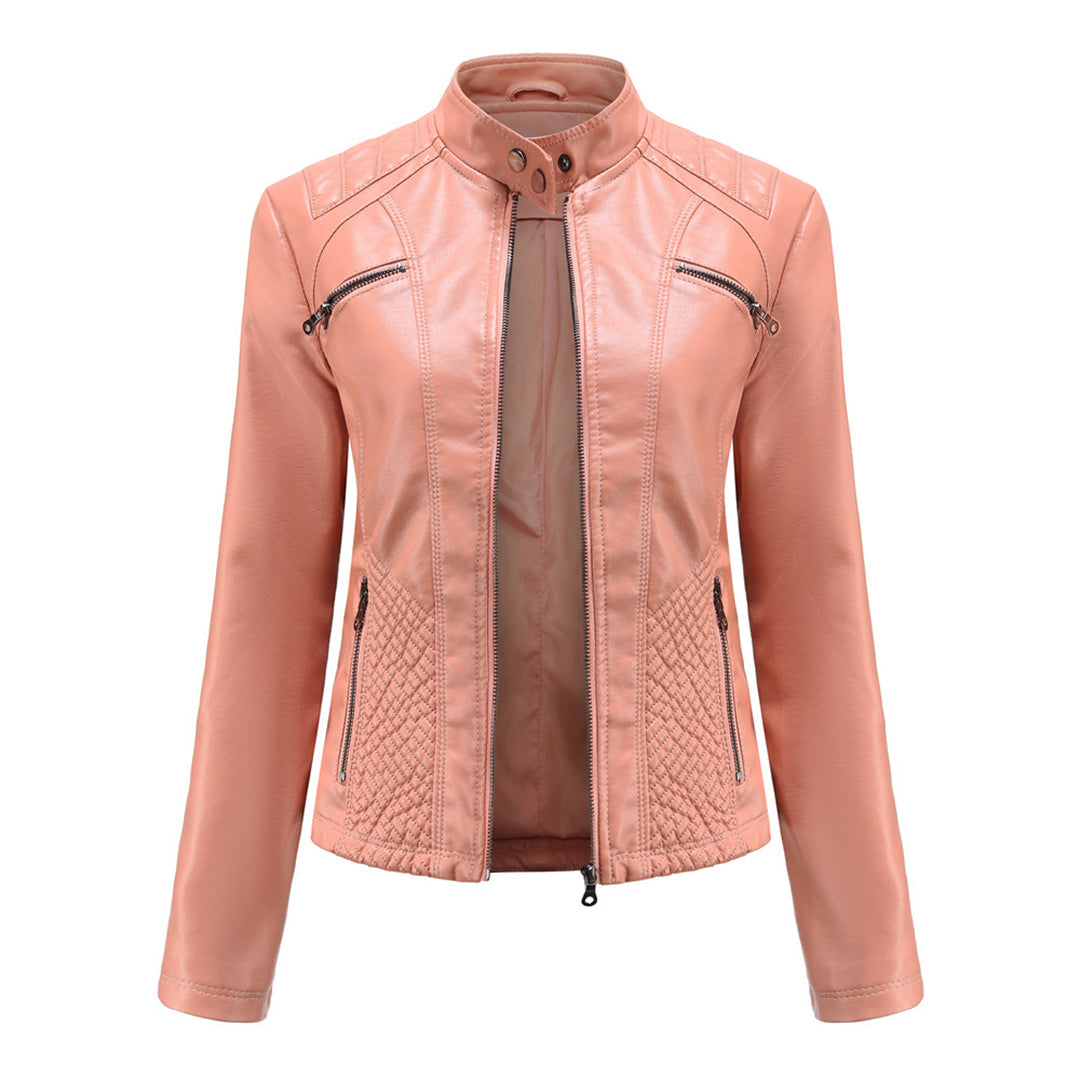 W&W Mode | Lederjacke für Damen - Modische Jacke mit Reißverschluss