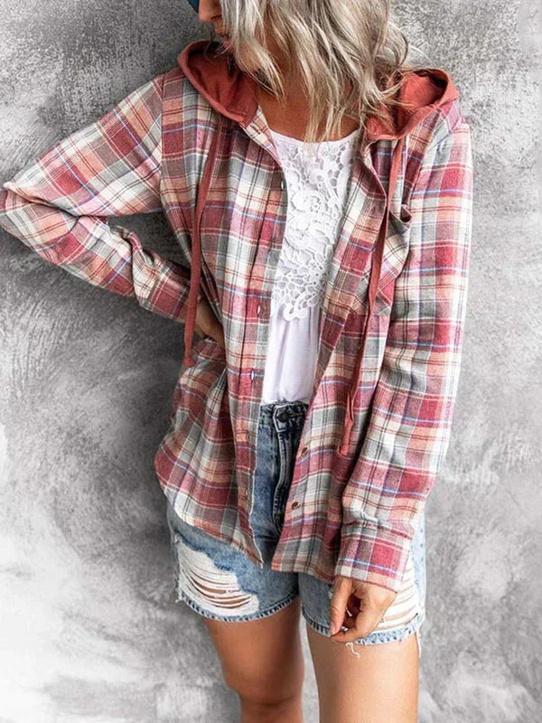 W&W Mode Hoodie - Loose Fit - Kordelzug - Button Up Shirt - Damenbekleidung