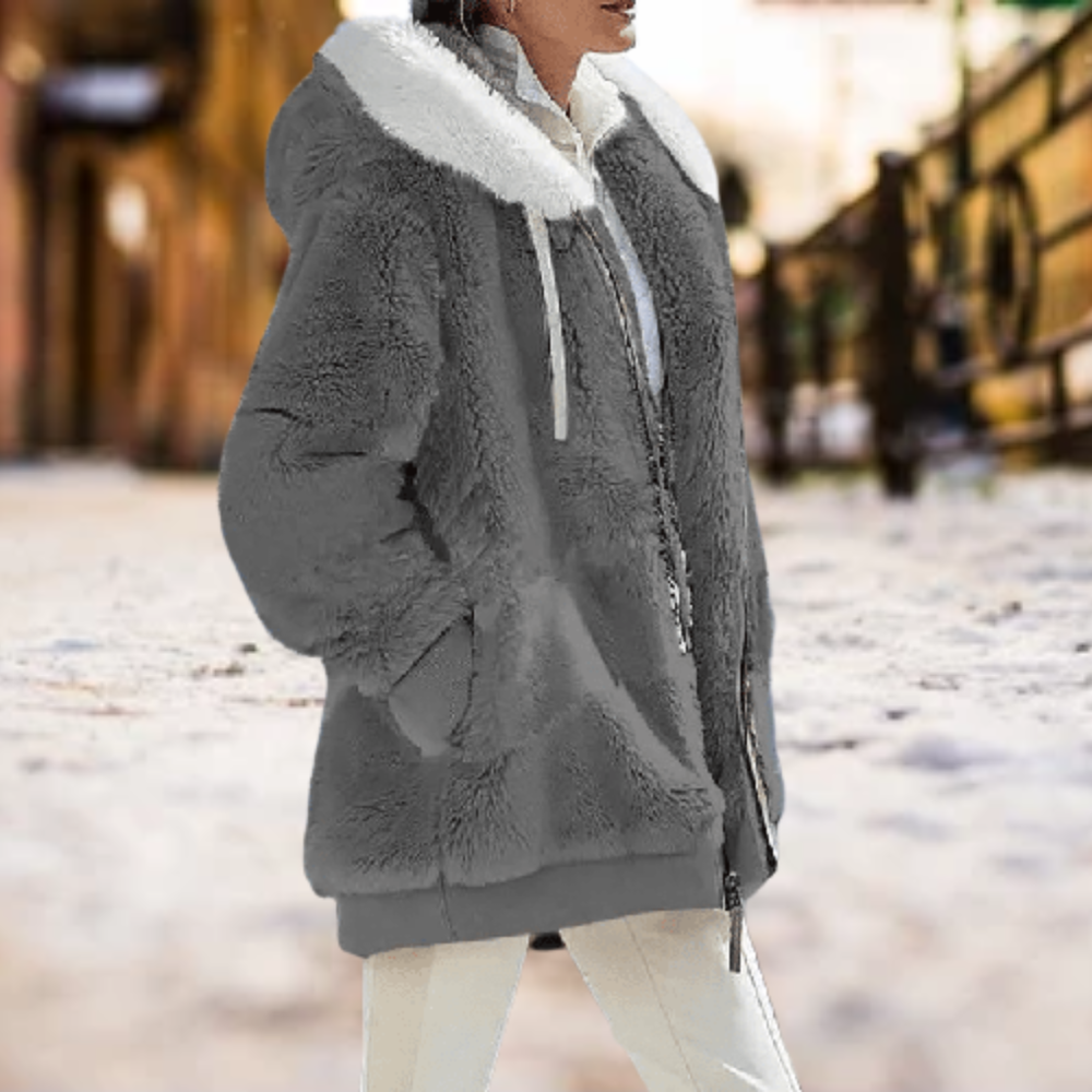 W&W Mode - Women's Gray Loose Fit Half W&W Mode mit Reißverschluss