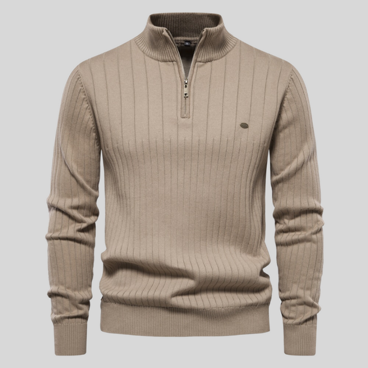 W&W Mode | mit halbem Reißverschluss hochgeschlossen W&W Mode | Rippenstrickpullover Herrenbekleidung