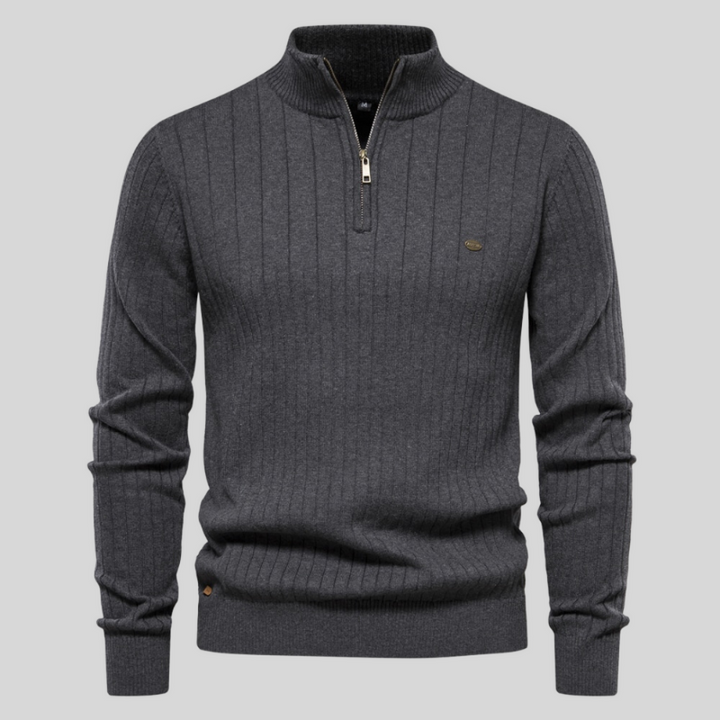 W&W Mode | mit halbem Reißverschluss hochgeschlossen W&W Mode | Rippenstrickpullover Herrenbekleidung