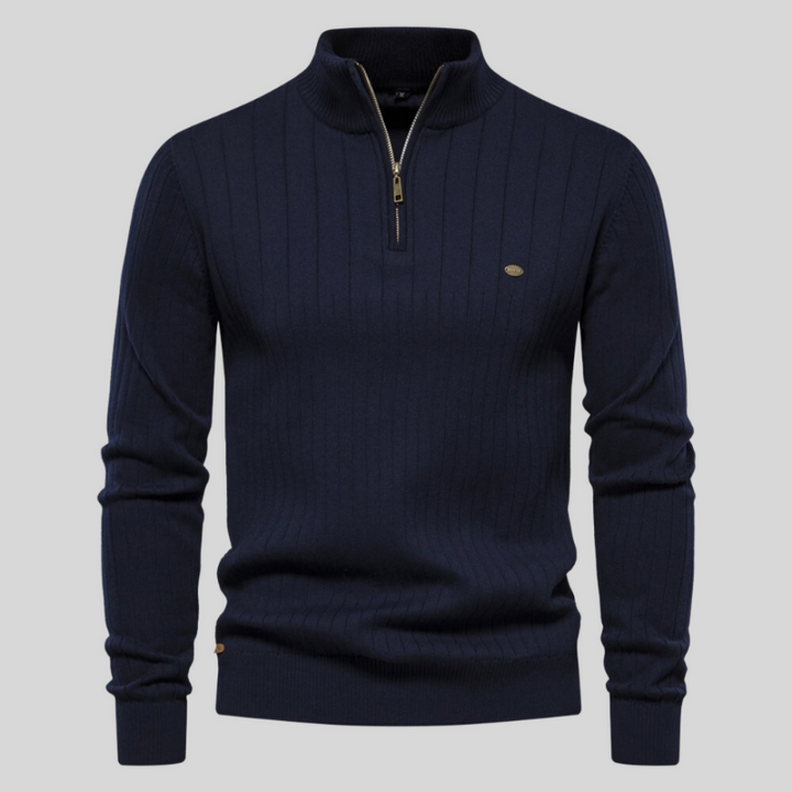W&W Mode | mit halbem Reißverschluss hochgeschlossen W&W Mode | Rippenstrickpullover Herrenbekleidung