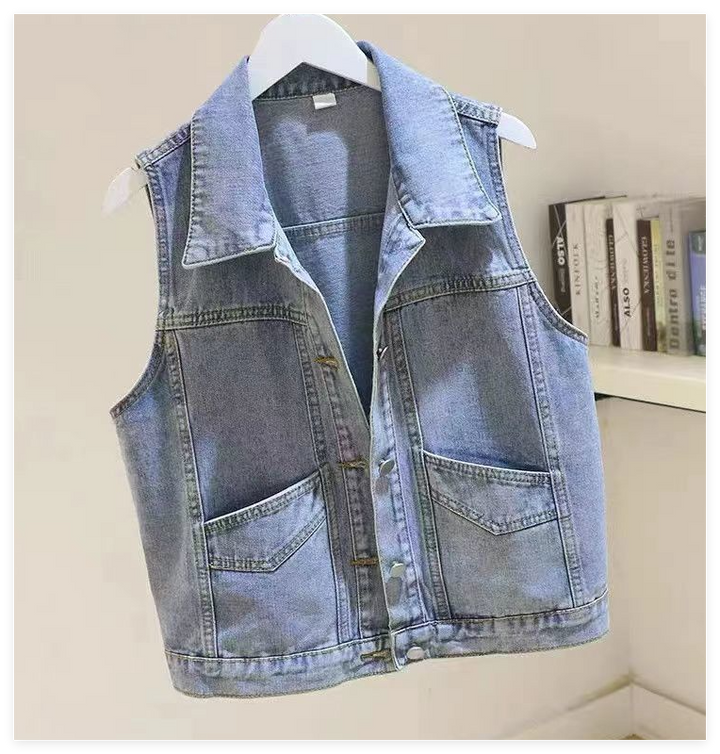W&W Mode - Denim Weste Mit Perle