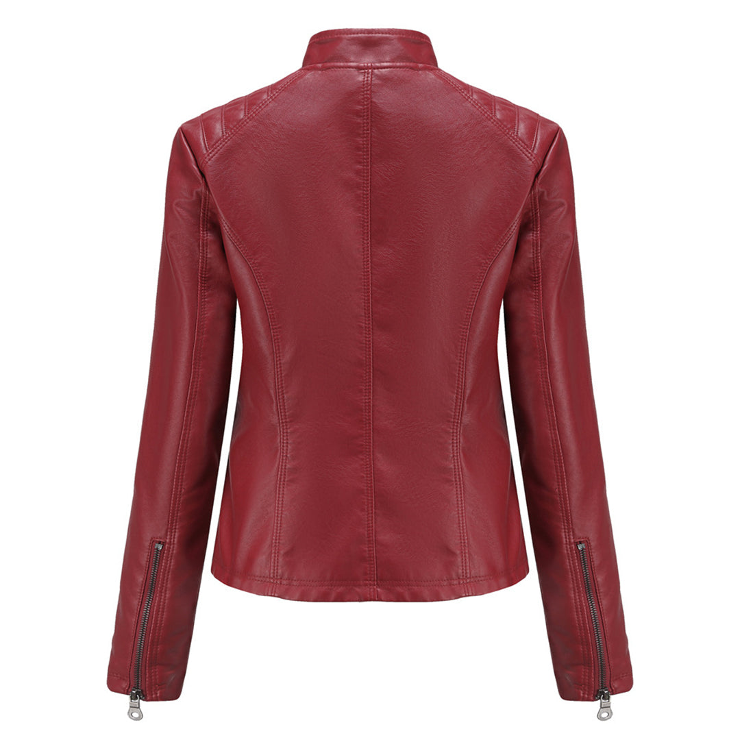 W&W Mode | Lederjacke für Damen - Modische Jacke mit Reißverschluss