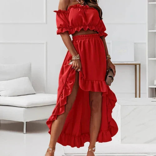 W&W Mode | Elegantes Rüschenset Kleid