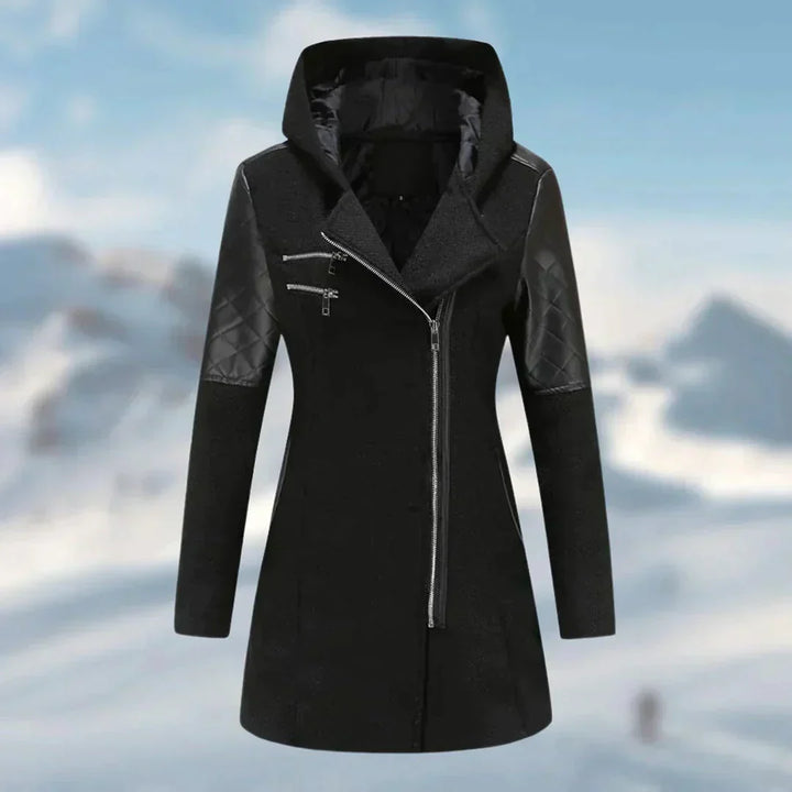 Eleganter, langer Wintermantel mit Kapuze