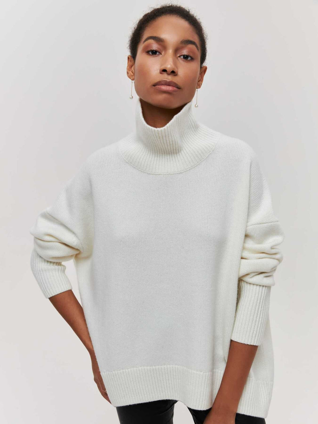 W&W Mode | Hoher Kragen Oversize Strickpullover Damen Strickwaren