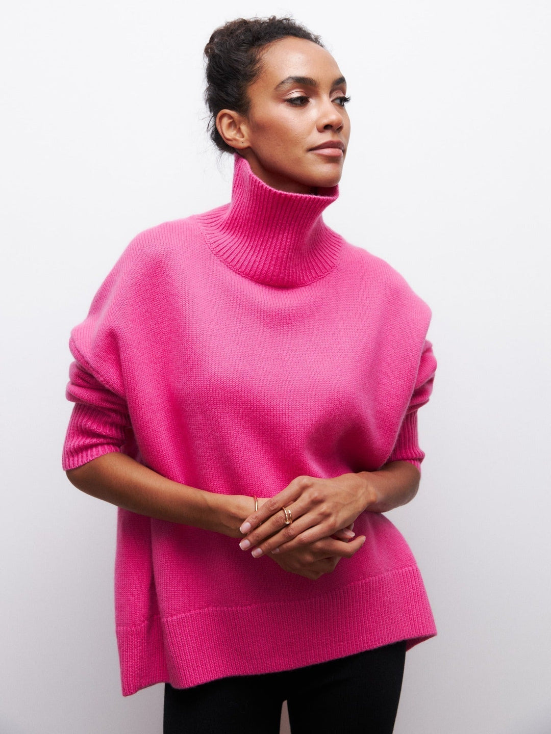 W&W Mode | Hoher Kragen Oversize Strickpullover Damen Strickwaren