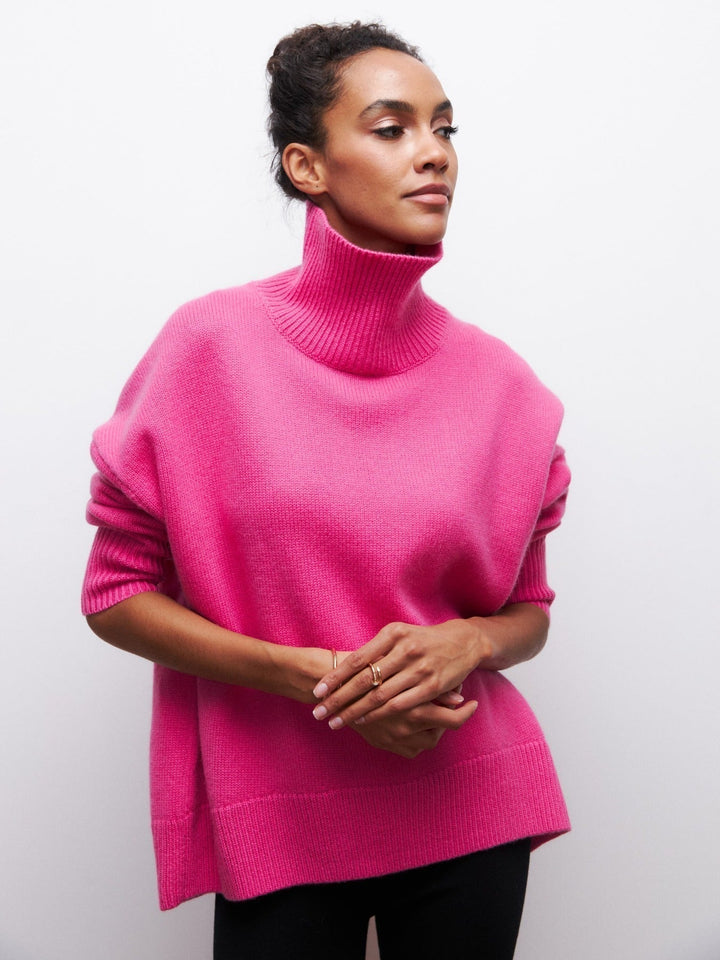 W&W Mode | Hoher Kragen Oversize Strickpullover Damen Strickwaren