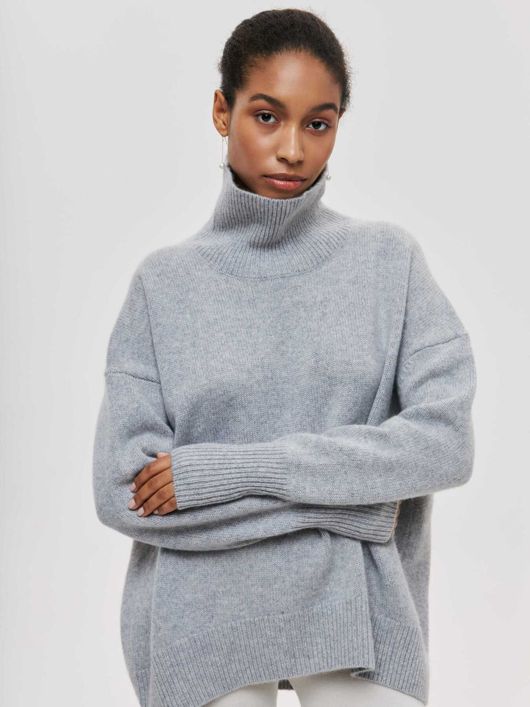 W&W Mode | Hoher Kragen Oversize Strickpullover Damen Strickwaren