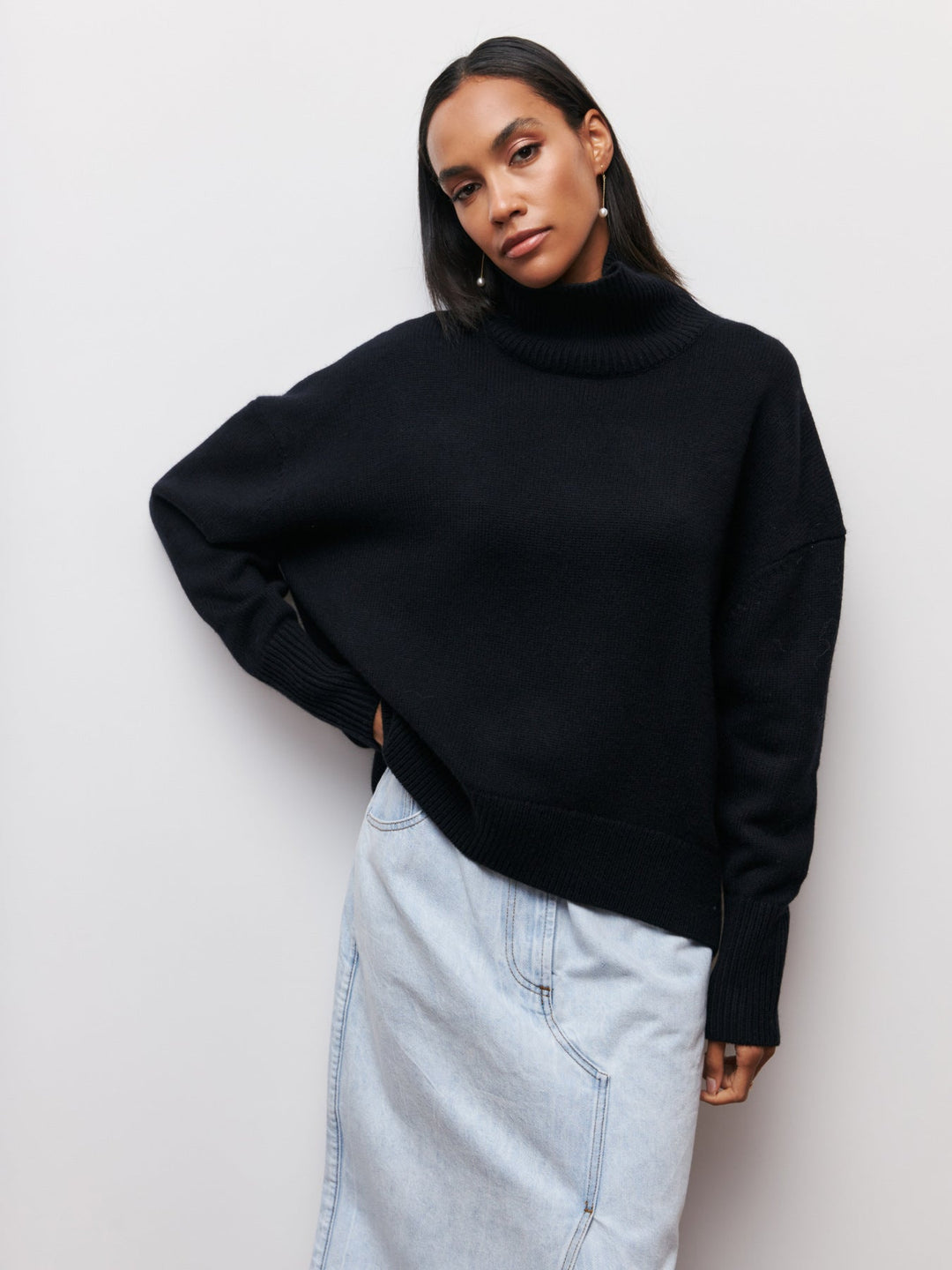 W&W Mode | Hoher Kragen Oversize Strickpullover Damen Strickwaren