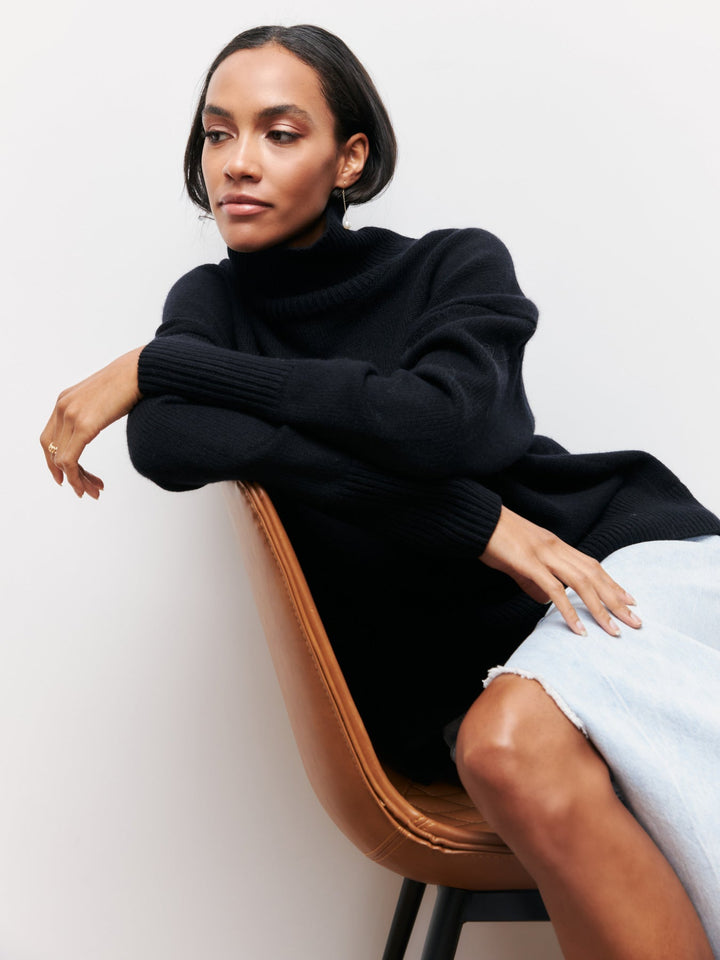 W&W Mode | Hoher Kragen Oversize Strickpullover Damen Strickwaren