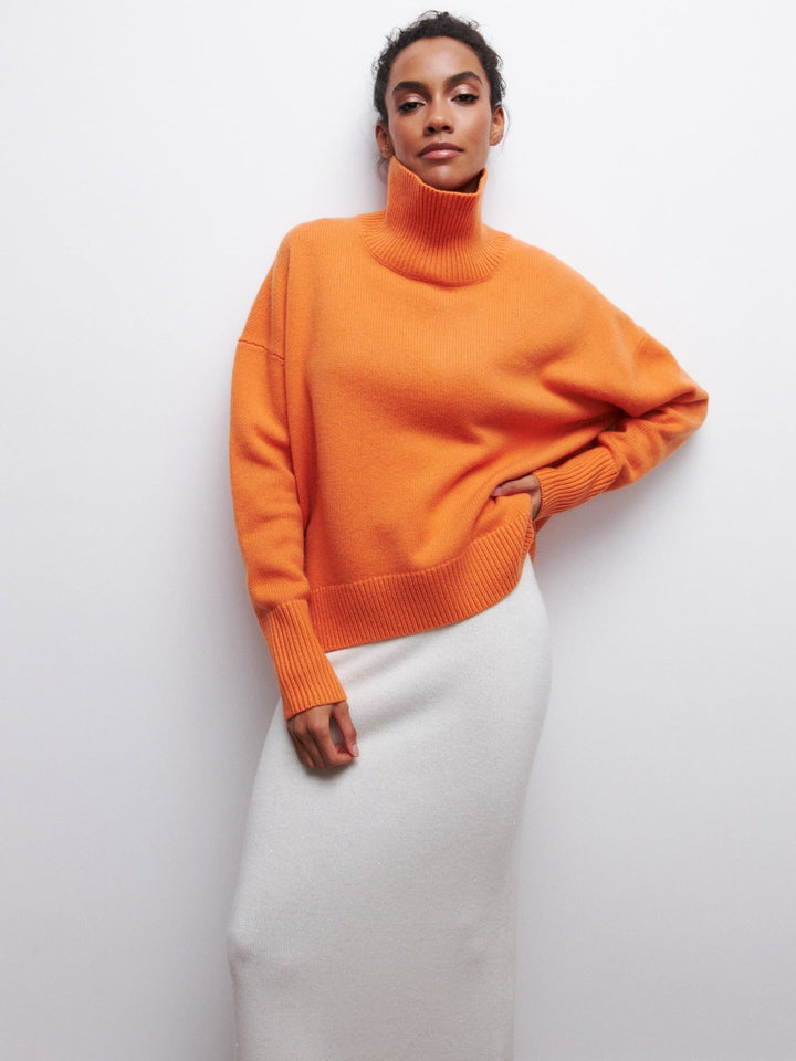 W&W Mode | Hoher Kragen Oversize Strickpullover Damen Strickwaren
